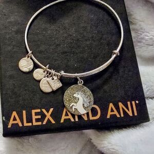 Alex and Ani Silver Unicorn Charm Bangle
